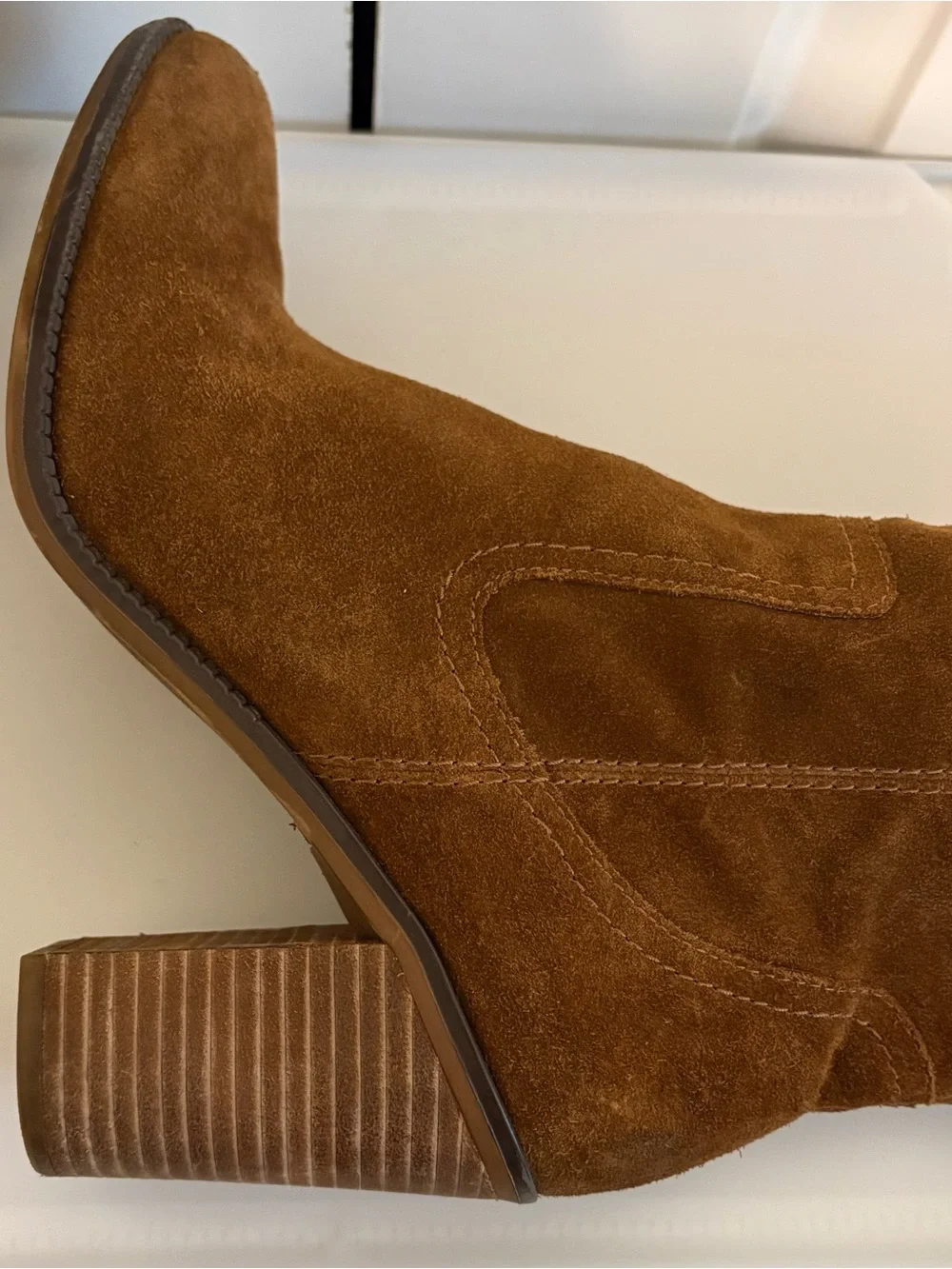 FRANCO SARTO, Brown Suede “Elnora” Tall Over-the-Knee Boots with Fringe Tassel
